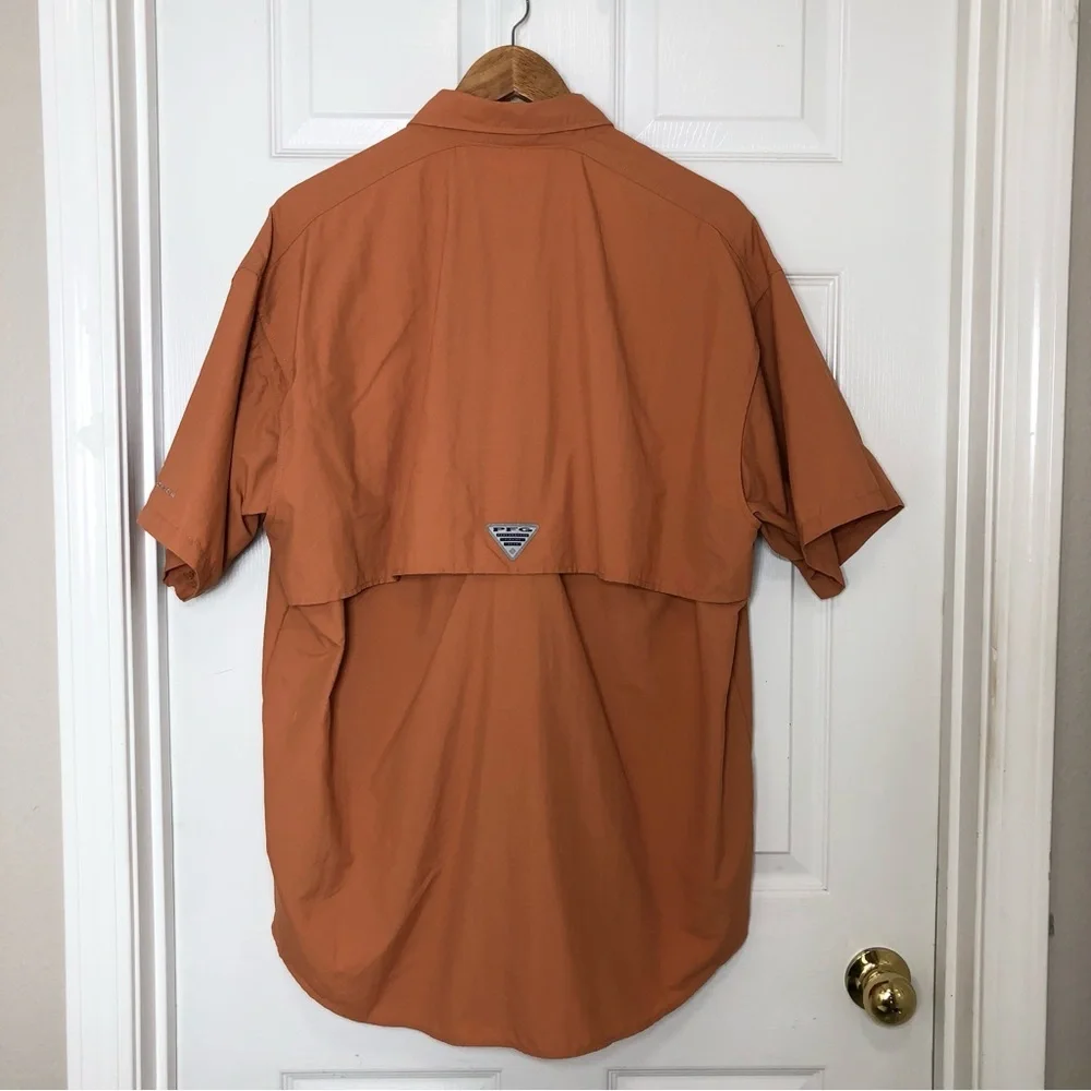 Columbia PFG Bahama II Men's Short Sleeved OmniShade UPF30 Burned Orange Shirt L